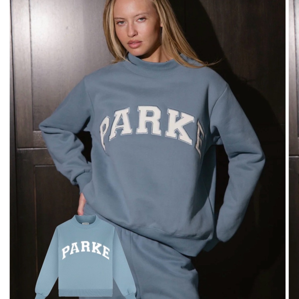 Parke Varsity Mockneck Glacier & White Fleece